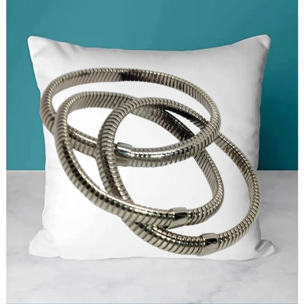 3 Interconnected Silver Tone Bracelets